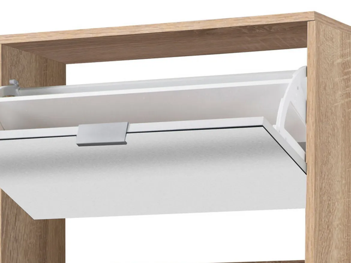 Scarpiera Marrone Rovere 10 Ripiani 10 Vani 67x28x191.5h cm, 5 Ante - Dentro