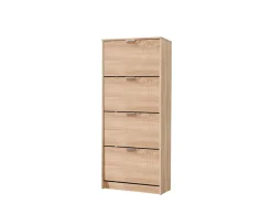 Scarpiera Marrone Rovere 8 Ripiani 4 Ante 67x28x155.5h cm, Maniglie Incluse - Santina