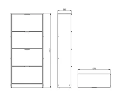 Scarpiera Marrone Rovere 8 Ripiani 8 Vani 67x28x155.5h cm, 4 Ante - Pentone