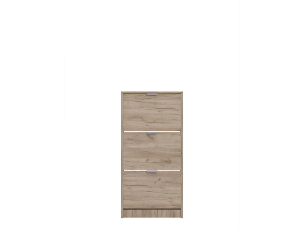 Scarpiera Marrone Rovere Scuro 3 Ripiani 3 Ante 58x18x119h cm, Maniglie Incluse - Melle
