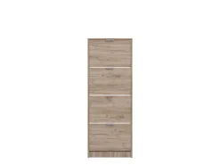 Scarpiera Marrone Rovere Scuro un Ripiano 4 Ante 58x18x155.5h cm, kit Fissaggio a Muro Incluso - Pesche