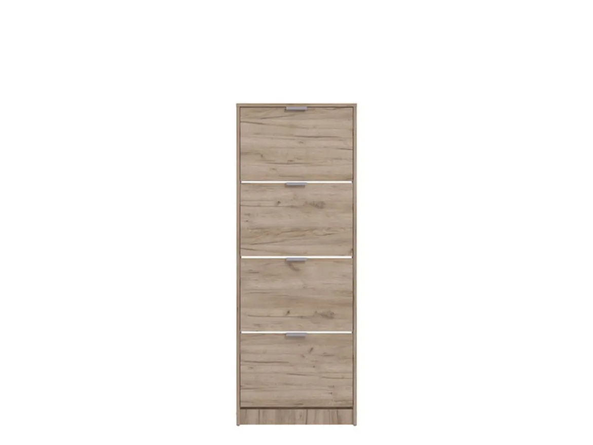 Scarpiera Marrone Rovere Scuro un Ripiano 4 Ante 58x18x155.5h cm, kit Fissaggio a Muro Incluso - Pesche