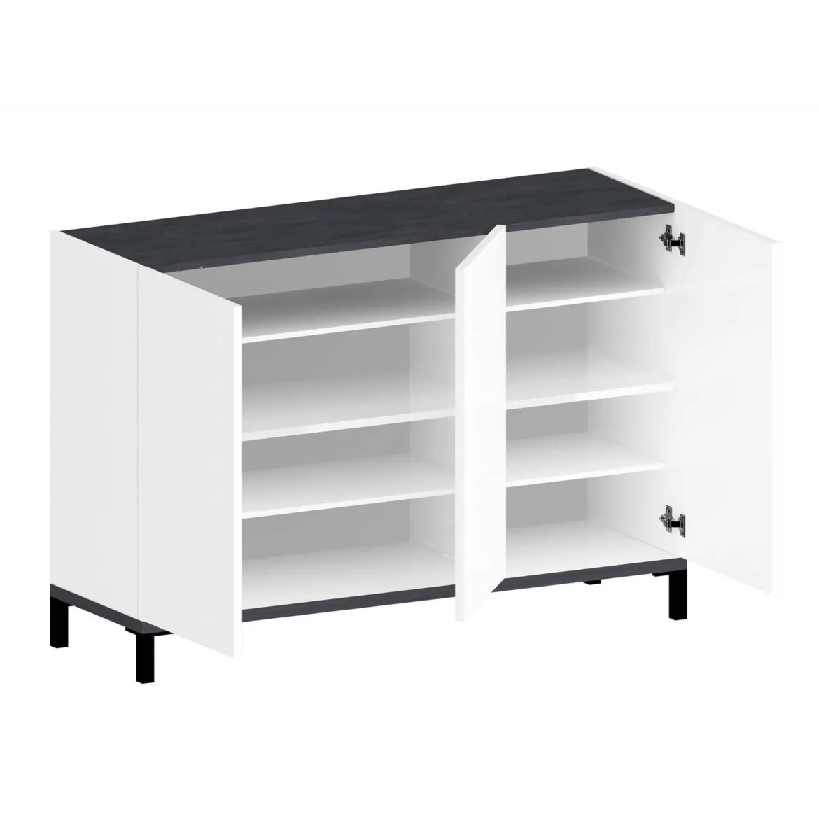 Scarpiera Modesta, cm 120x40h80, Bianco lucido e Ardesia
