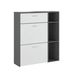 Scarpiera Nero Antracite Bianco 90x26x102h cm, un Cassetto - Samassi