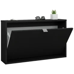 Scarpiera Nero Colore Ante Nero 70.3x24.05x41.8h cm, - Ordona