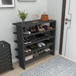 Scarpiera Nero 16 Paia 5 Ripiani 76x31x72h cm, 4 Vani - Offida