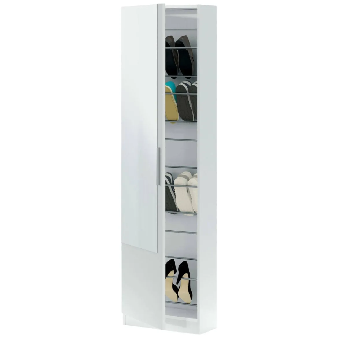 Scarpiera 16 paia bianca 50x180h cm 1 anta specchio - Euro