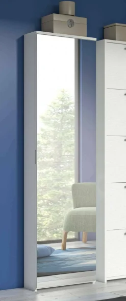 Scarpiera 10 paia bianca 50x178h cm con specchio - Amonature