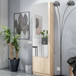 Scarpiera 16 paia rovere 50x180h cm con specchio - Euro