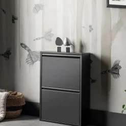Scarpiera salvaspazio minimal nera 50x71h cm in metallo - Igina