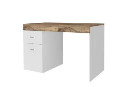 Scrivania Alpaca, cm 100x60h75, Bianco lucido e Acero