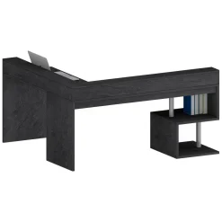 Scrivania angolare ardesia 180x93cm con supporto computer - Adelma