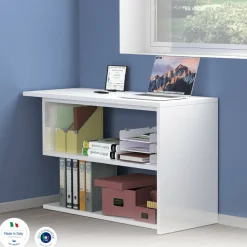 Scrivania angolare bianca lucida 120x50cm con 2 cassetti - Topazio