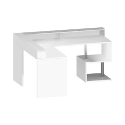 Scrivania angolare bianca 180x93cm con supporto computer - Adelma