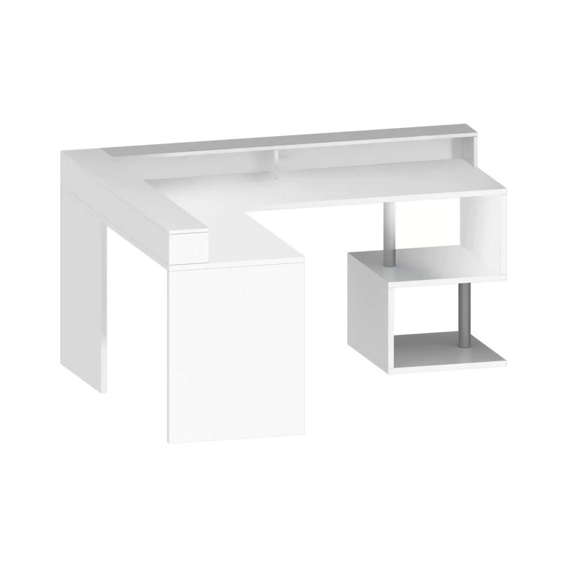Scrivania angolare bianca 180x93cm con supporto computer - Adelma