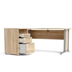 Scrivania angolare grigia e quercia 159x150cm con 3 cassetti - Alfango