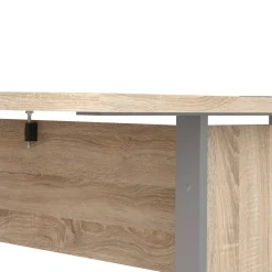 Scrivania angolare grigia e quercia 159x150cm con 3 cassetti - Alfango