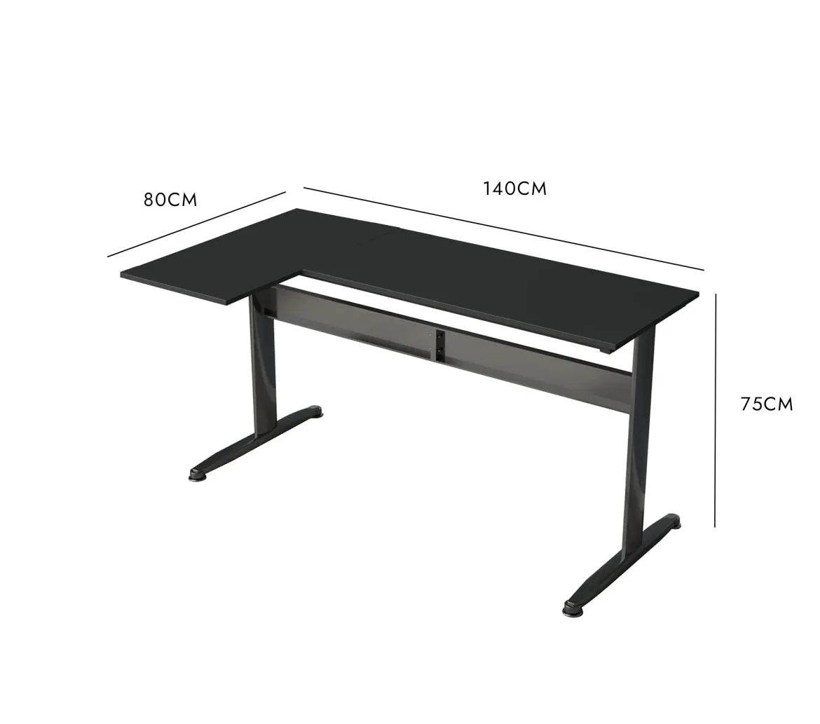 Scrivania angolare nera 80x140cm struttura in metallo - Acua