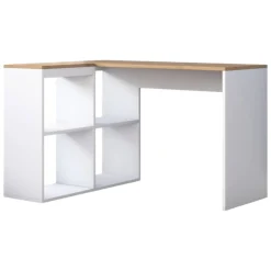 Scrivania angolare quercia e bianca 120x50cm con libreria - Montone