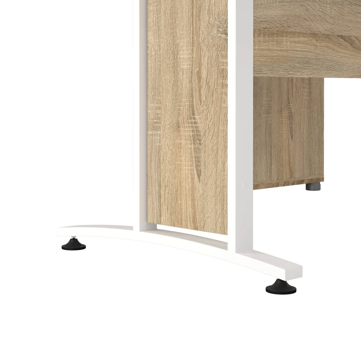 Scrivania angolare quercia e bianca 230x200cm con 4 cassetti - Megh