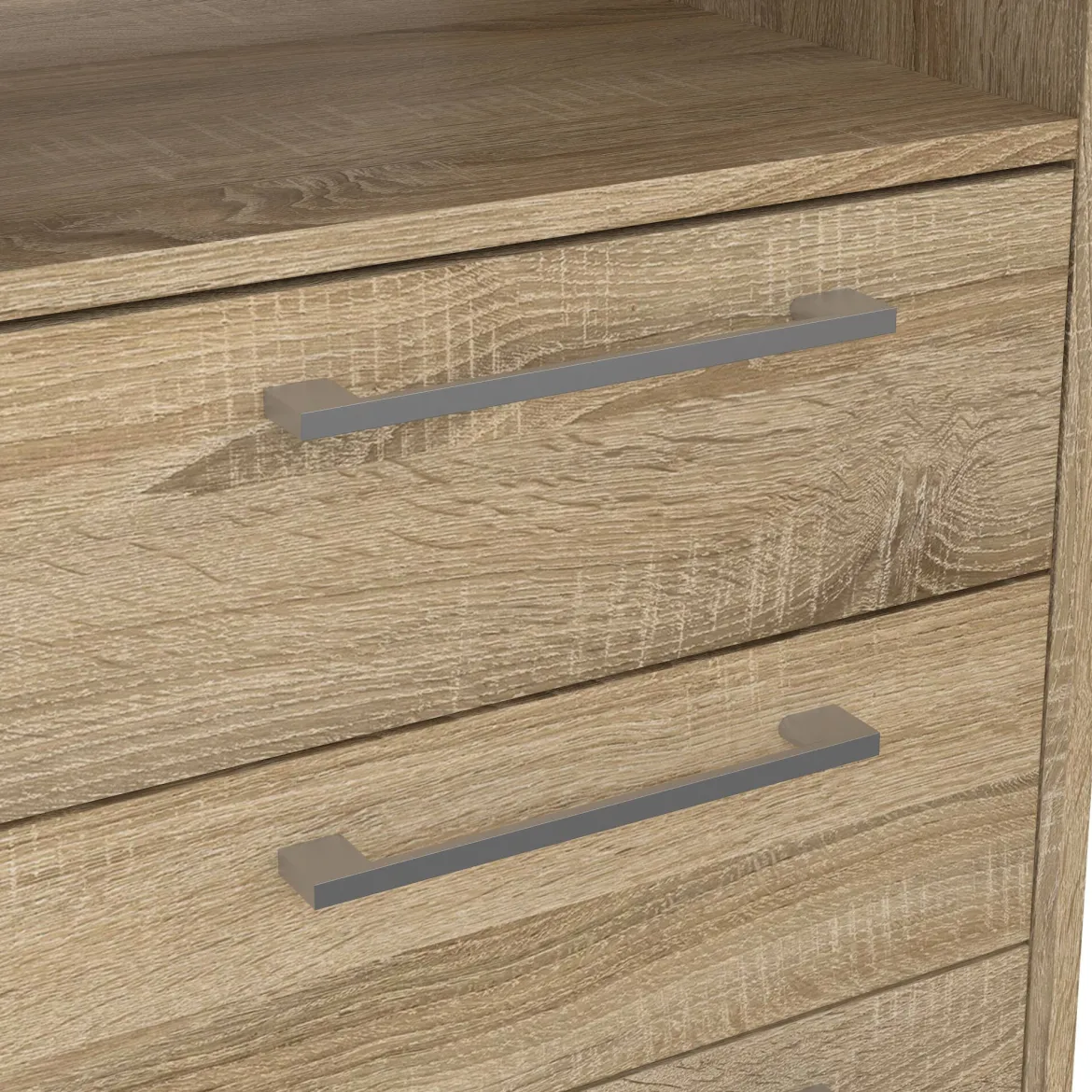 Scrivania angolare quercia e bianca 230x200cm con 4 cassetti - Megh