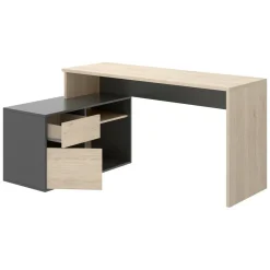 Scrivania angolare rovere e antracite 139x92cm con 1 cassetto - Andor