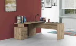 Scrivania angolare rovere 180x60cm con 3 cassetti - Ascuby