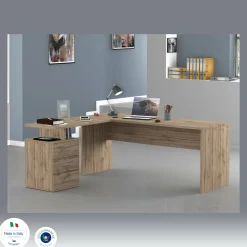 Scrivania angolare rovere 180x60cm con 3 cassetti - Ascuby
