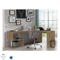 Scrivania angolare rovere 180x60cm con 3 cassetti - Ascuby