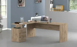 Scrivania angolare rovere 180x60cm con 3 cassetti - Ascuby