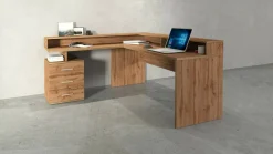 Scrivania angolare rovere 180x90cm con 3 cassetti - Leonilda