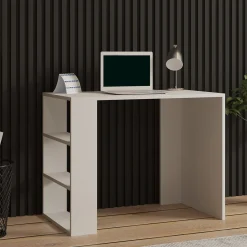 Scrivania Beige 3 Ripiani 3 Vani 90x50x70h cm, con Libreria - Torrile