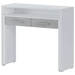 Scrivania Bianco Cemento Grigio Modulabile 2 Cassetti 98.6x36.6x86.9h cm, un Vano - Opaglio