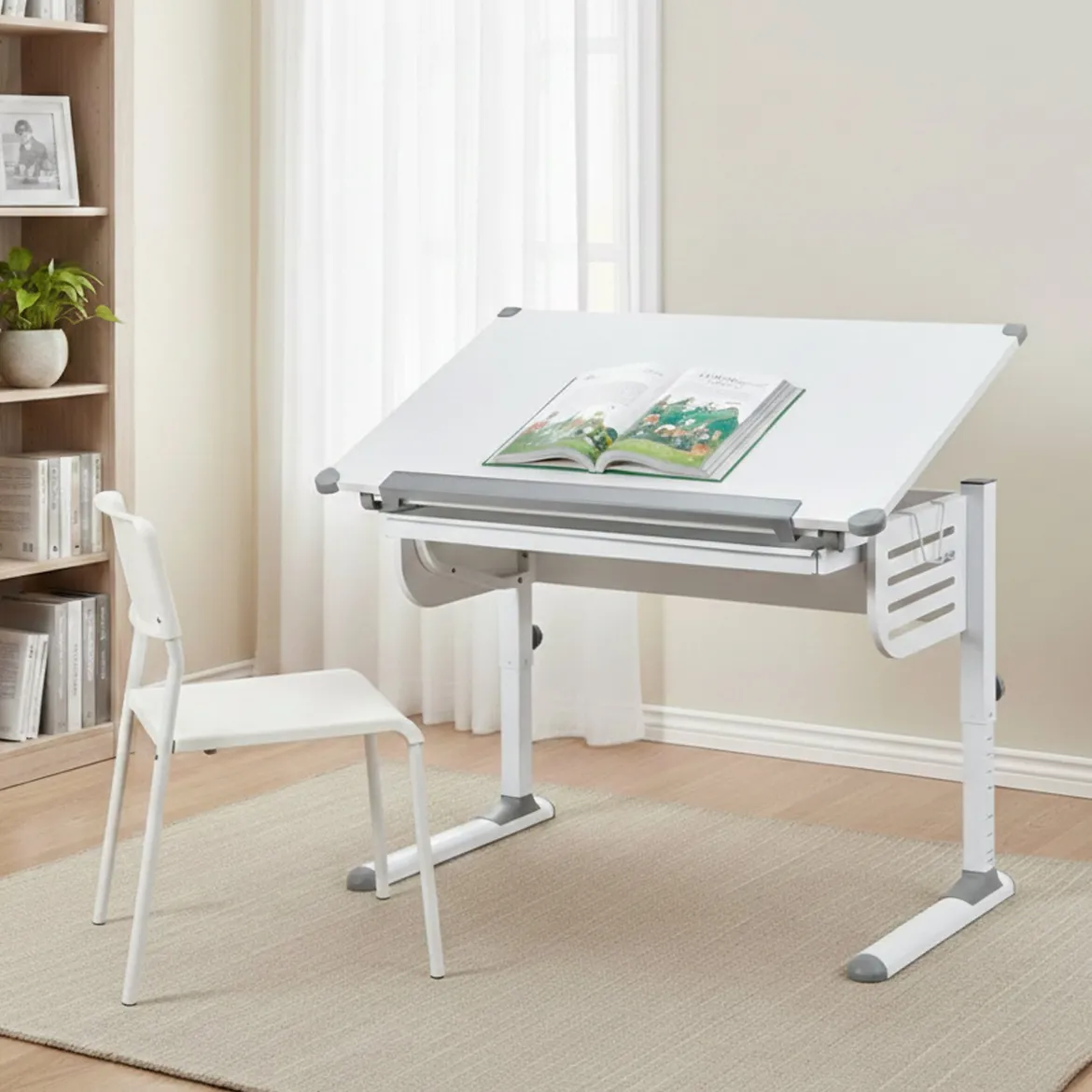 Scrivania Bianco Materiale Piano in Legno Nobilitato Colore Ripiano Bianco 110x55x68h cm, - Saiano