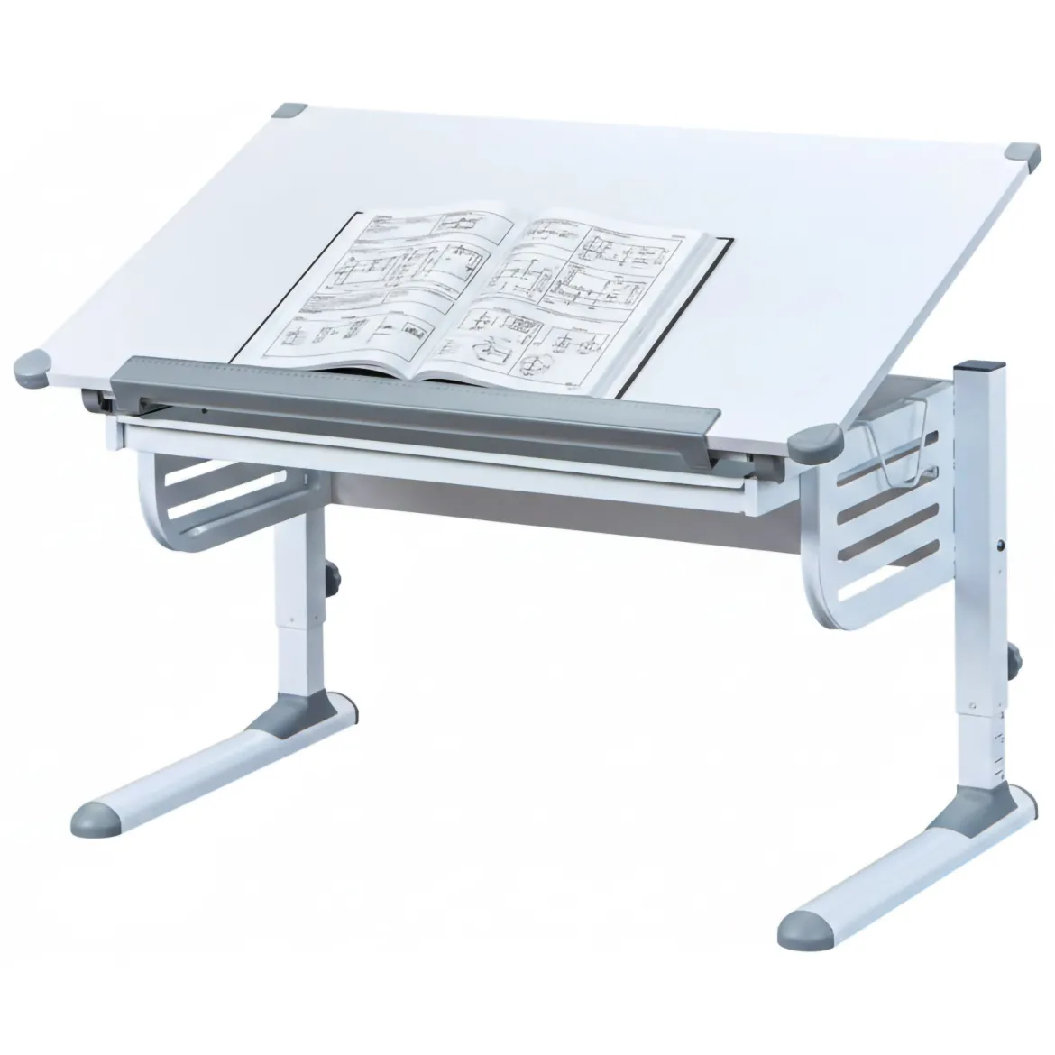 Scrivania Bianco Materiale Piano in Legno Nobilitato Colore Ripiano Bianco 110x55x68h cm, - Saiano