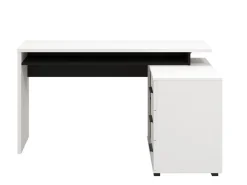 Scrivania Bianco Opaco Nero Angolare 3 Ripiani 137.5x101.5x75h cm, 3 Cassetti - Sapri