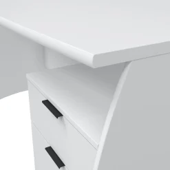 Scrivania Bianco Opaco Nero 3 Cassetti un Ripiano 136x67x72h cm, Sfumatura Colore Struttura Opaco - Azziz