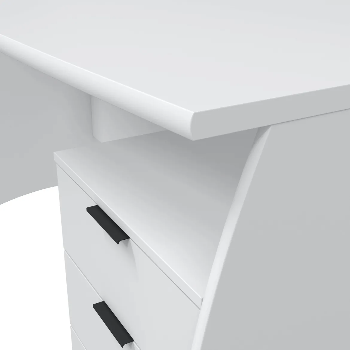 Scrivania Bianco Opaco Nero 3 Cassetti un Ripiano 136x67x72h cm, Sfumatura Colore Struttura Opaco - Azziz