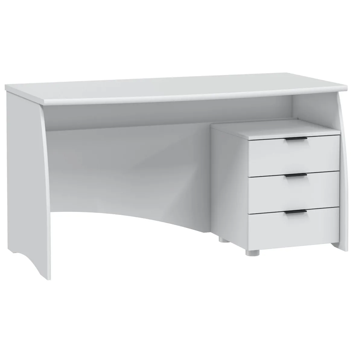 Scrivania Bianco Opaco Nero 3 Cassetti un Ripiano 136x67x72h cm, Sfumatura Colore Struttura Opaco - Azziz