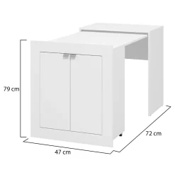 Scrivania Bianco Opaco 2 Ripiani 2 Ante 72x47x79h cm, Armadio Multiuso Richiudibile - Keylon