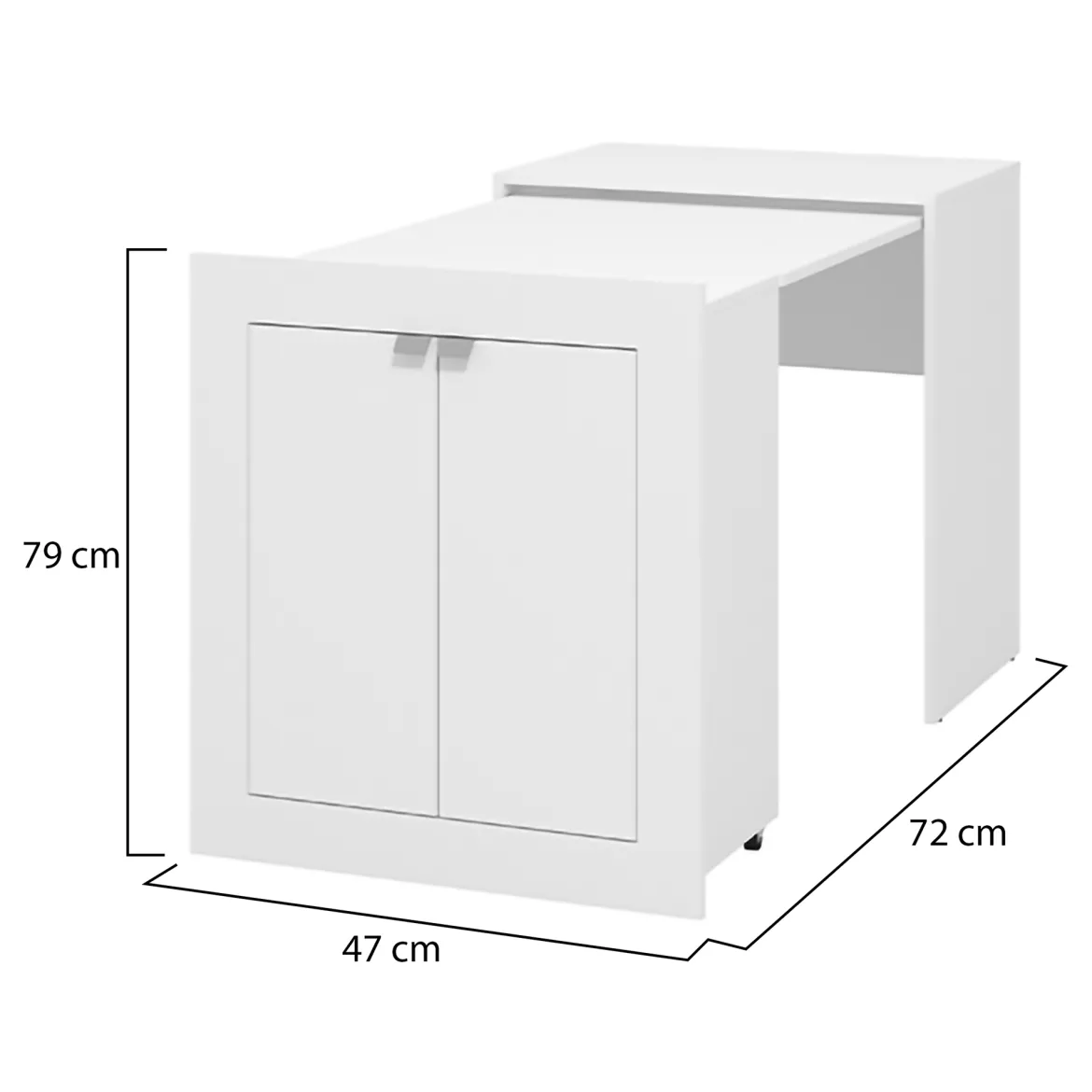 Scrivania Bianco Opaco 2 Ripiani 2 Ante 72x47x79h cm, Armadio Multiuso Richiudibile - Keylon