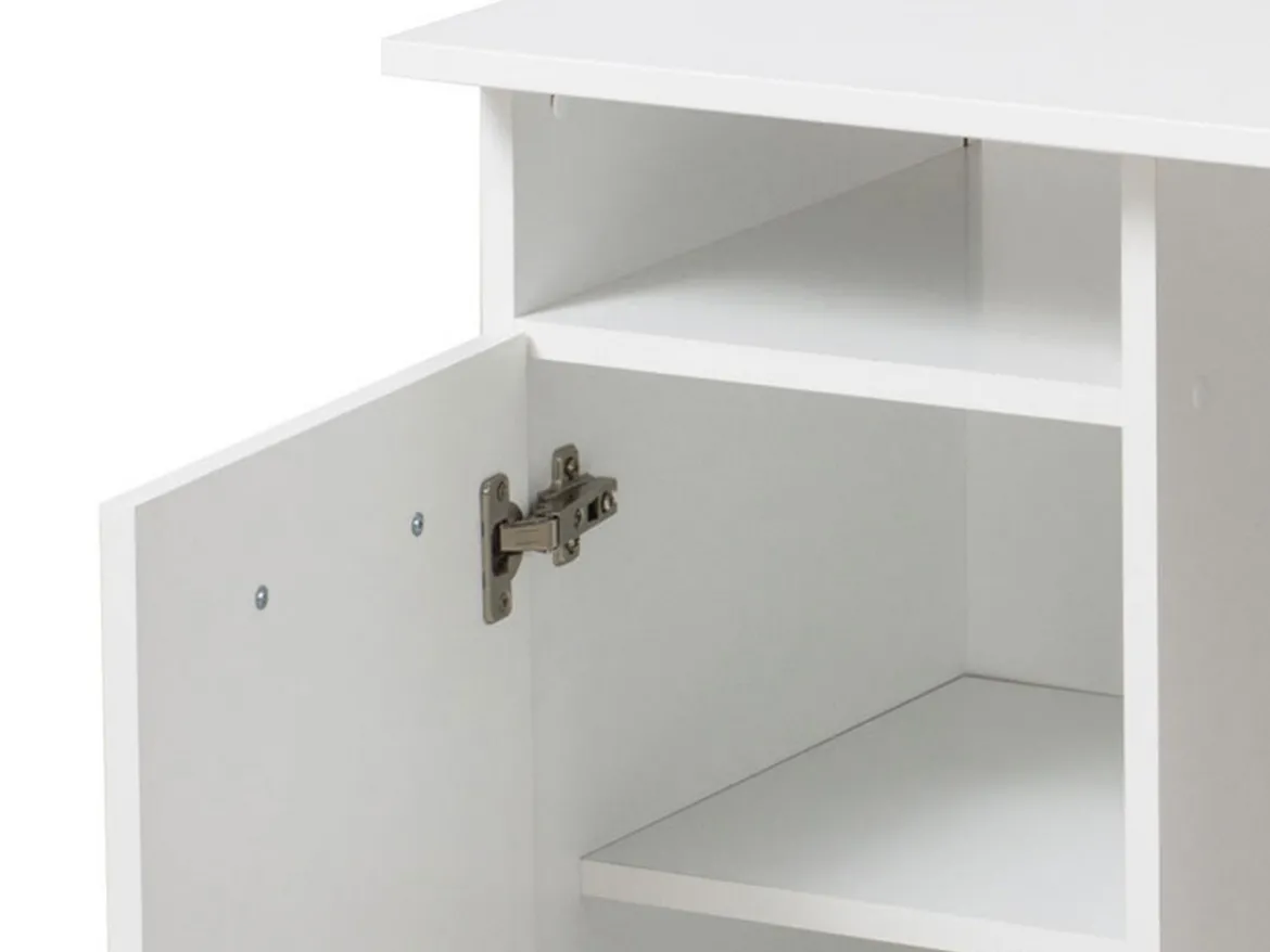 Scrivania Bianco Opaco 2 Ripiani 3 Vani 100x50x74.5h cm, Un'anta - Tiriolo