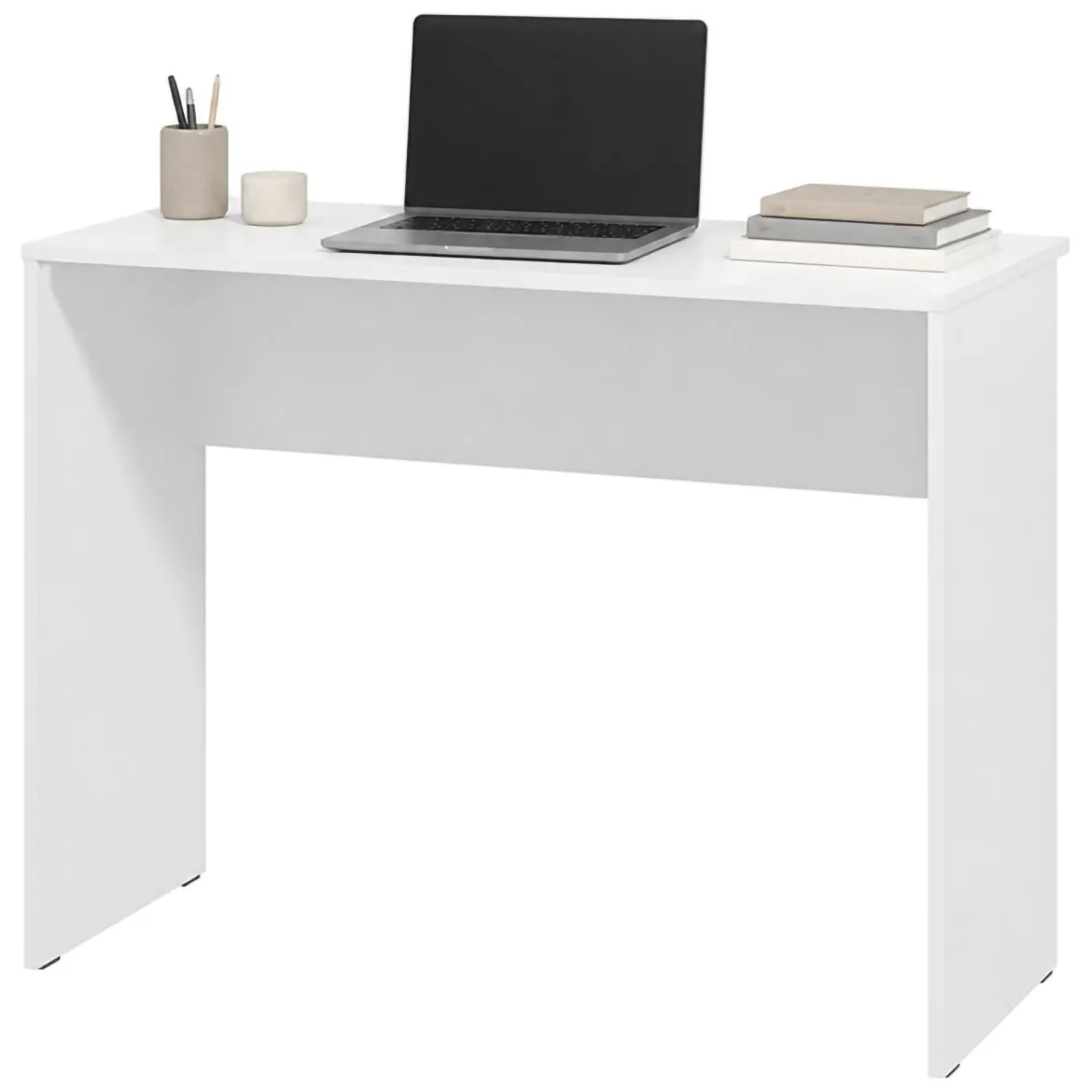 Scrivania Bianco Opaco un Ripiano Sfumatura Colore Struttura Opaco 98x45x74h cm, Sfumatura Colore Ripiano Opaco - Pichil