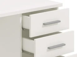 Scrivania Bianco 2 Ripiani 4 Cassetti 135x50x75.5h cm, 2 Vani - Flaminio
