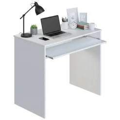 Scrivania Bianco un Ripiano Supporto pc 90x54x79h cm, Colore Ripiano Bianco - Ajeje
