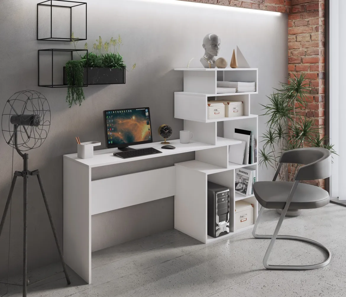 Scrivania Dpasqui, 159x40h135 cm, Bianco