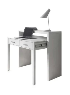 Scrivania estensibile bianca 98x36cm con 2 cassetti - Andriy