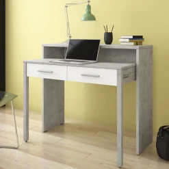 Scrivania Grigio Bianco Modulabile 2 Cassetti 98.6x36.6x86.9h cm, un Vano - Opaglio