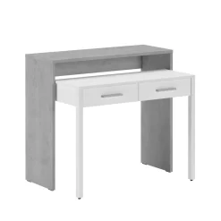 Scrivania Grigio Bianco Modulabile 2 Cassetti 98.6x36.6x86.9h cm, un Vano - Opaglio