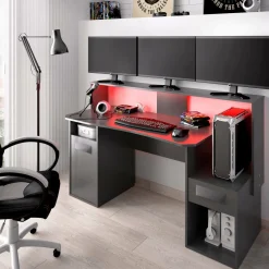 Scrivania lineare antracite 154x69cm in legno - Albertino